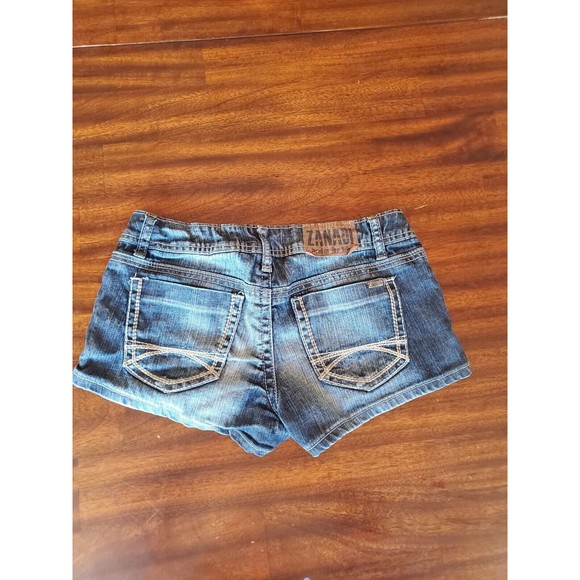 Women's Zandi Denim Distressed Low Rise Short Jean Shorts Size 7 Y2k - Picture 4 of 8
